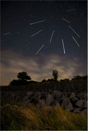 Perseids Meteor Shower Towards the Radiant Point